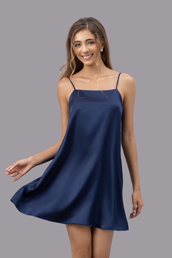 Đầm ngắn nữ Vera satin trơn hai dây - V0755