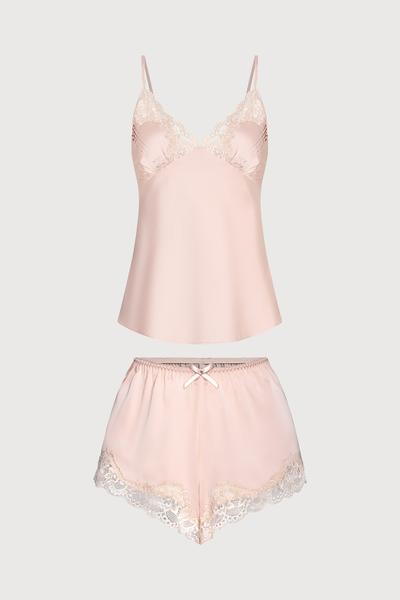 Bộ short Vera by Chipu satin trơn phối ren - C0051
