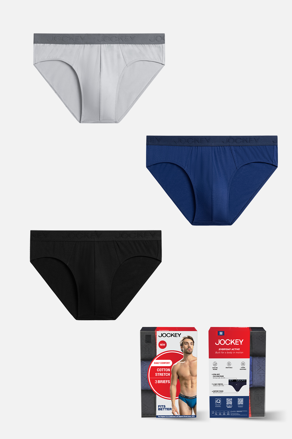 Quần lót Nam Jockey Cotton 4 chiều dáng brief -  J4013