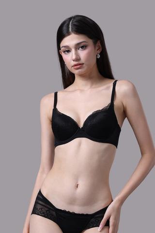Áo ngực Misaki mút mỏng cúp ren phối dây lưng lưới - 9107Đen