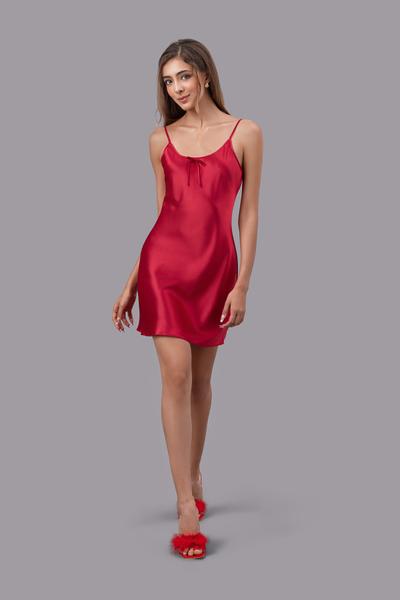 Đầm ngắn nữ Vera satin trơn hai dây - V0757
