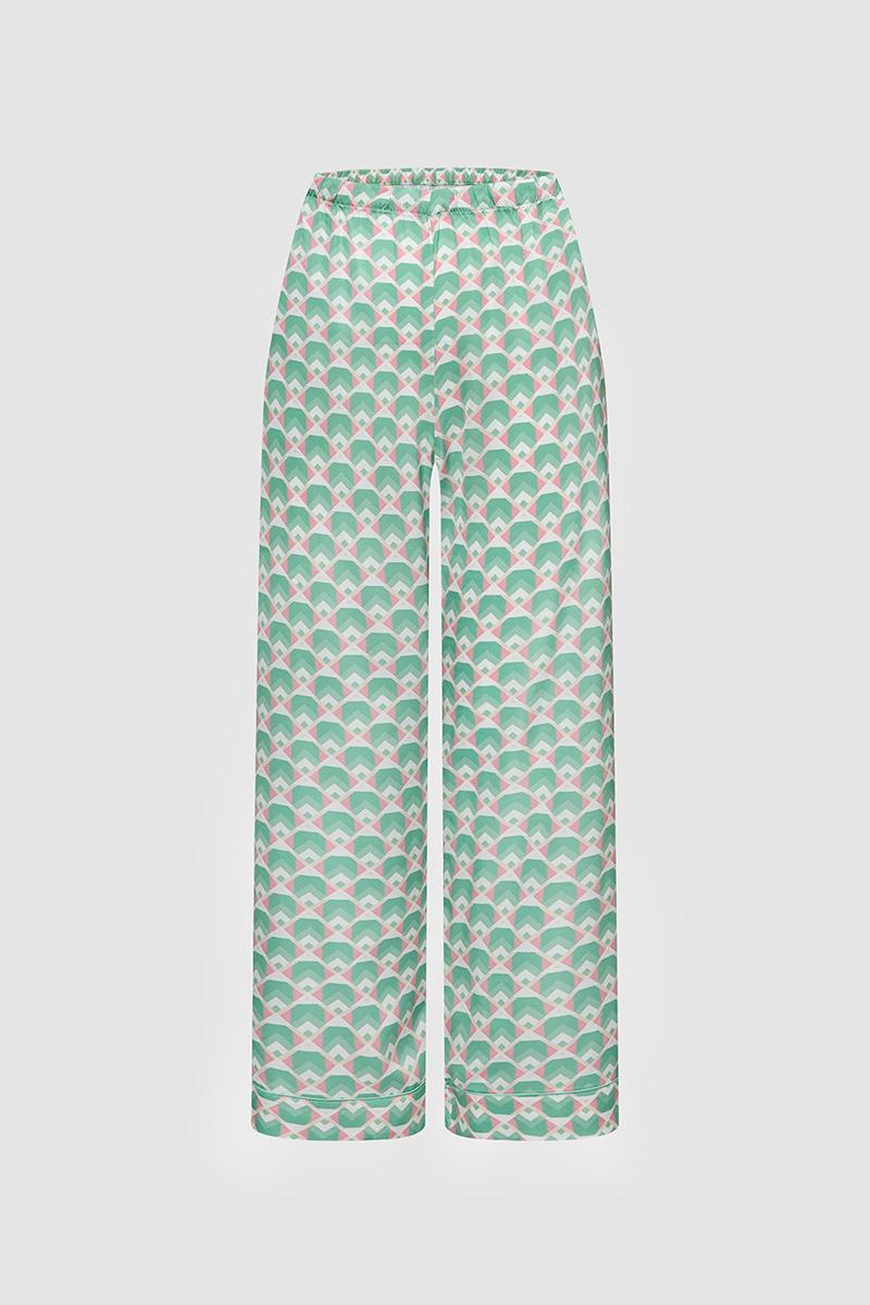 Bộ pijama dài nữ Vera satin in tay ngắn - V0767