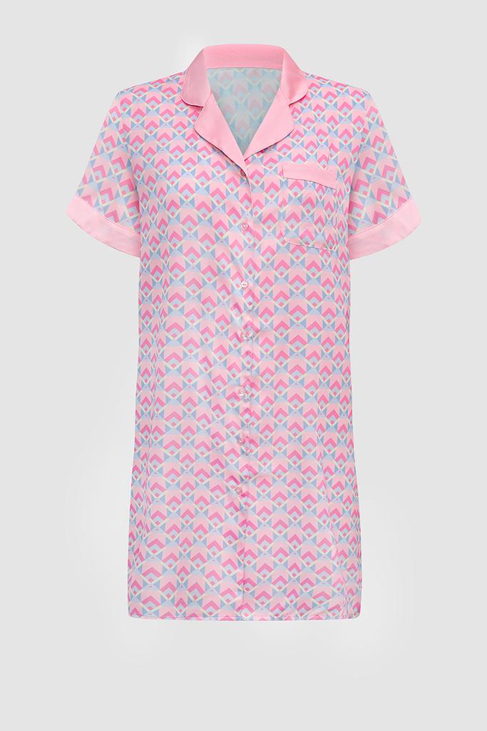 Đầm pijama nữ Vera satin in tay ngắn - V0765