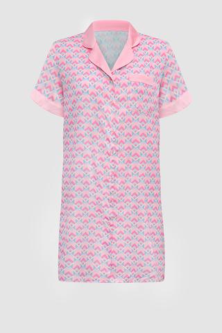 Đầm pijama nữ Vera satin in tay ngắn - V0765Hồng in