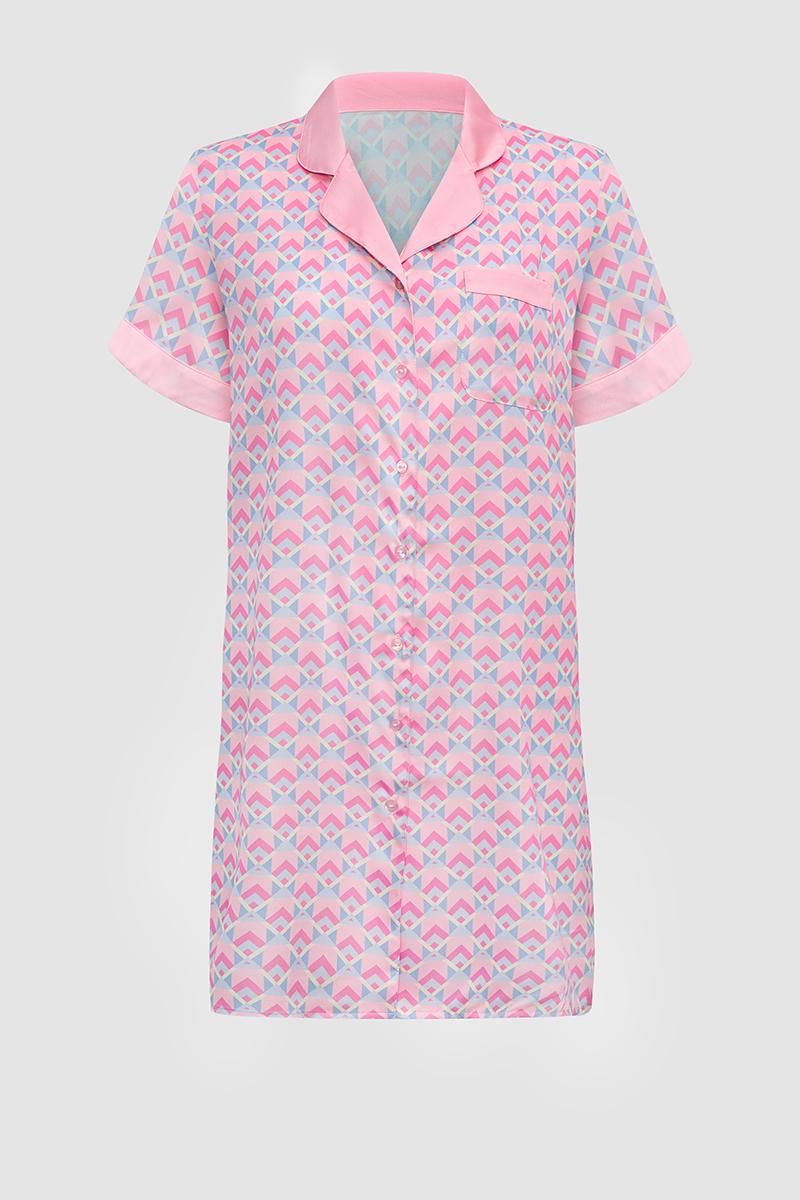 Đầm pijama nữ Vera satin in tay ngắn - V0765