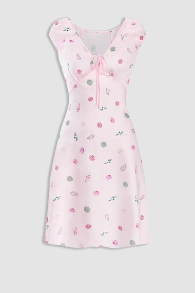 Đầm ngắn nữ Vera satin in tay con - V0805