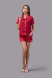 Bộ pijama ngắn nữ Vera satin trơn tay ngắn - V0760