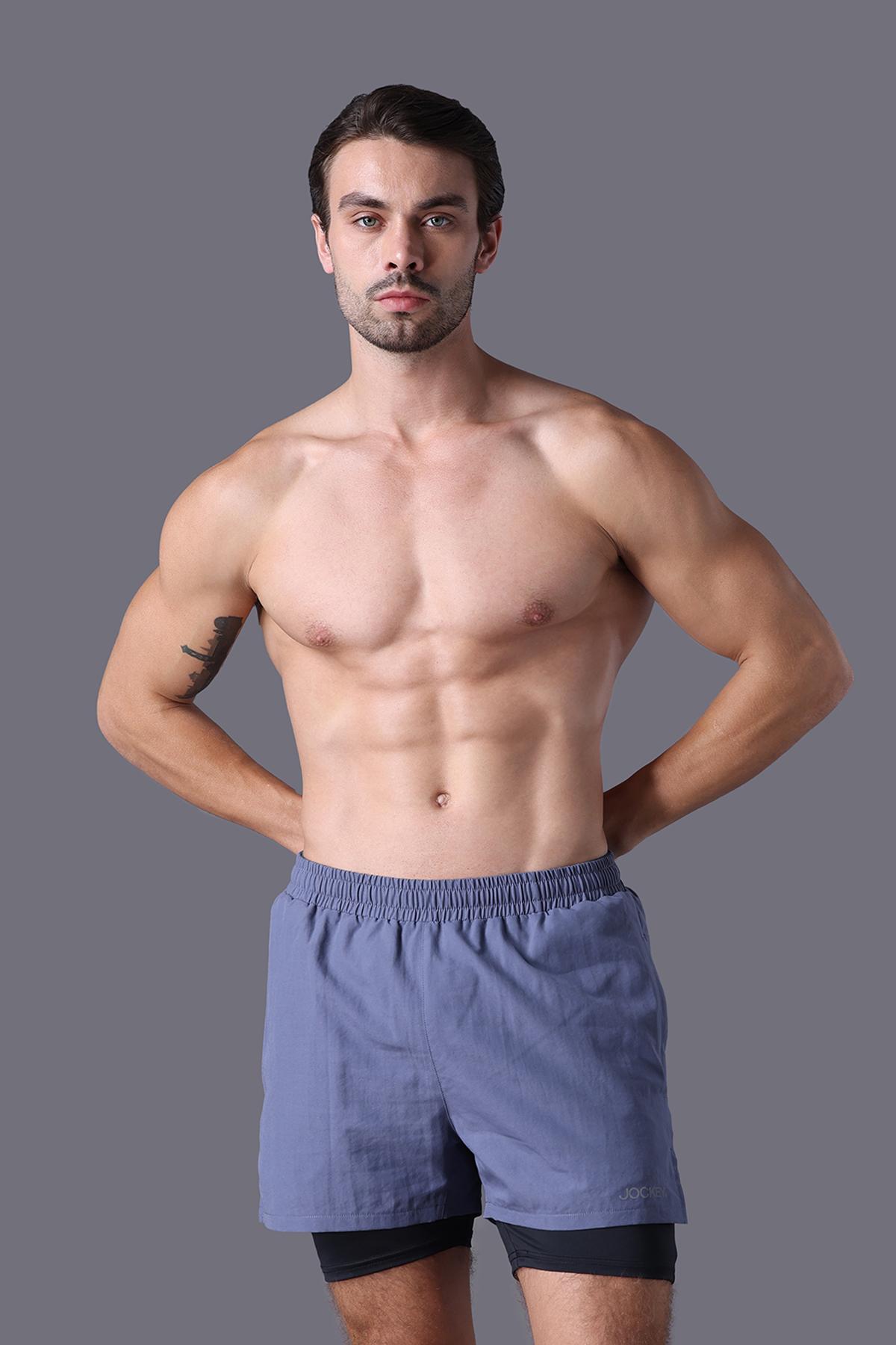 Quần short thể thao Jockey Nam Poly lót 4C in logo - 1375