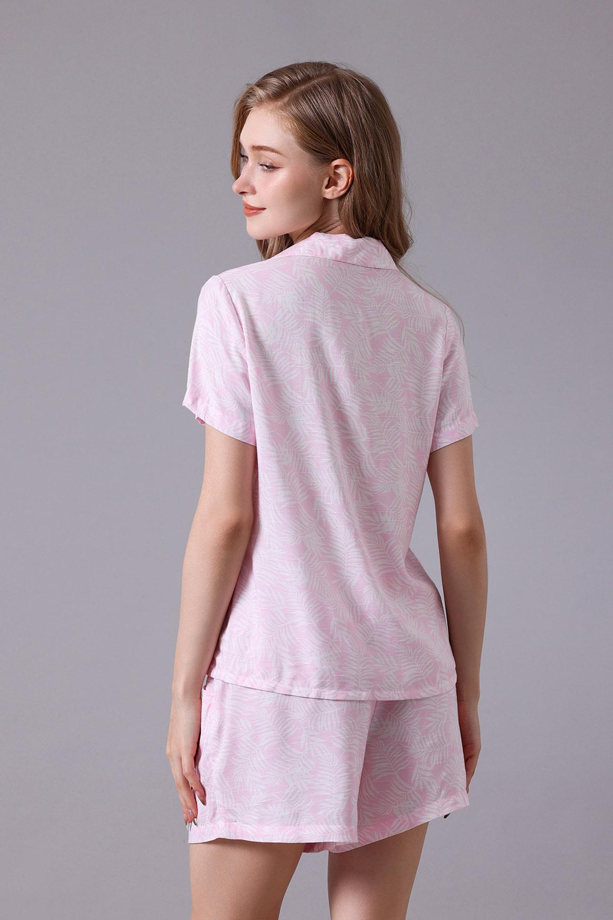 Bộ pijama ngắn nữ Vera rayon slub in tay ngắn - V0795