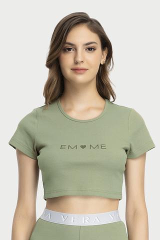 Áo Crop top nữ Vera by Chipu Cotton Rib trơn - C0016Xanh rêu