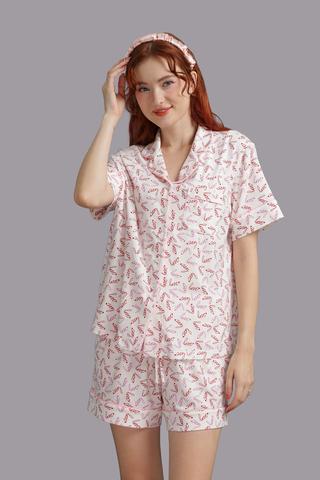 Bộ pijama ngắn Wow by NDLanNgoc cotton viscose - N0001Trắng in đỏ