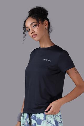 Áo T- shirt thể thao Jockey Nữ chất liệu wicking in logo - J1377Đen