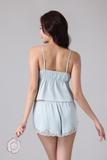 Bộ short Vera by Chipu satin trơn phối ren - C0042