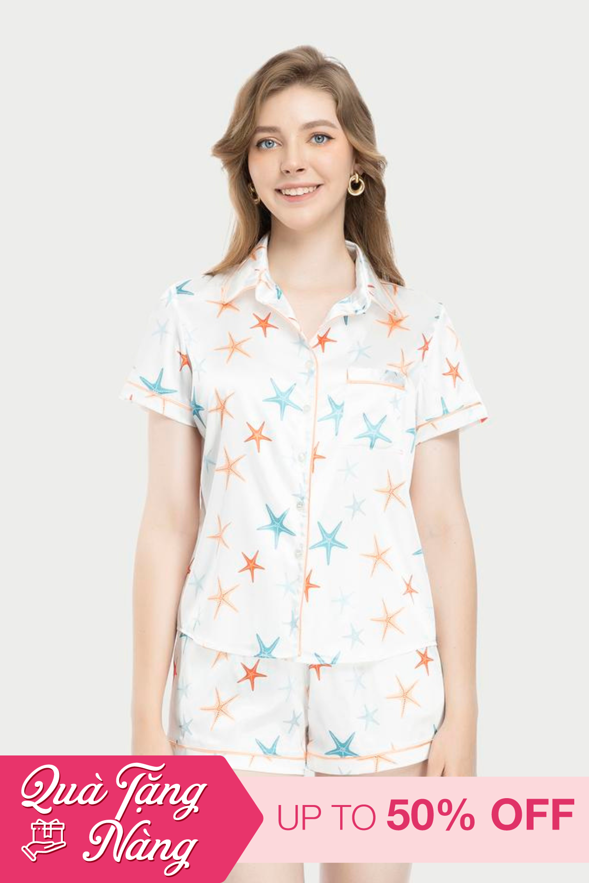 Hộp quà 8/3 - combo bộ pijama dài và bộ pijama short Satin in VERA