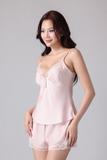 Bộ short Vera by Chipu satin trơn phối ren - C0051