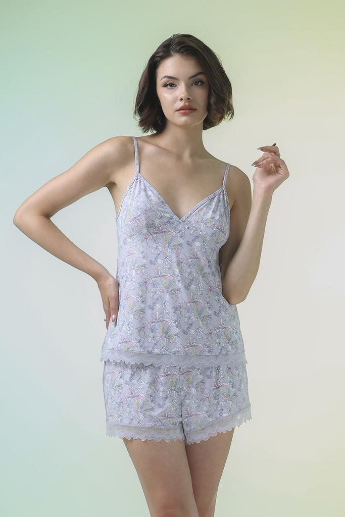 Bộ short nữ Vera polyamide in phối ren  - V0712