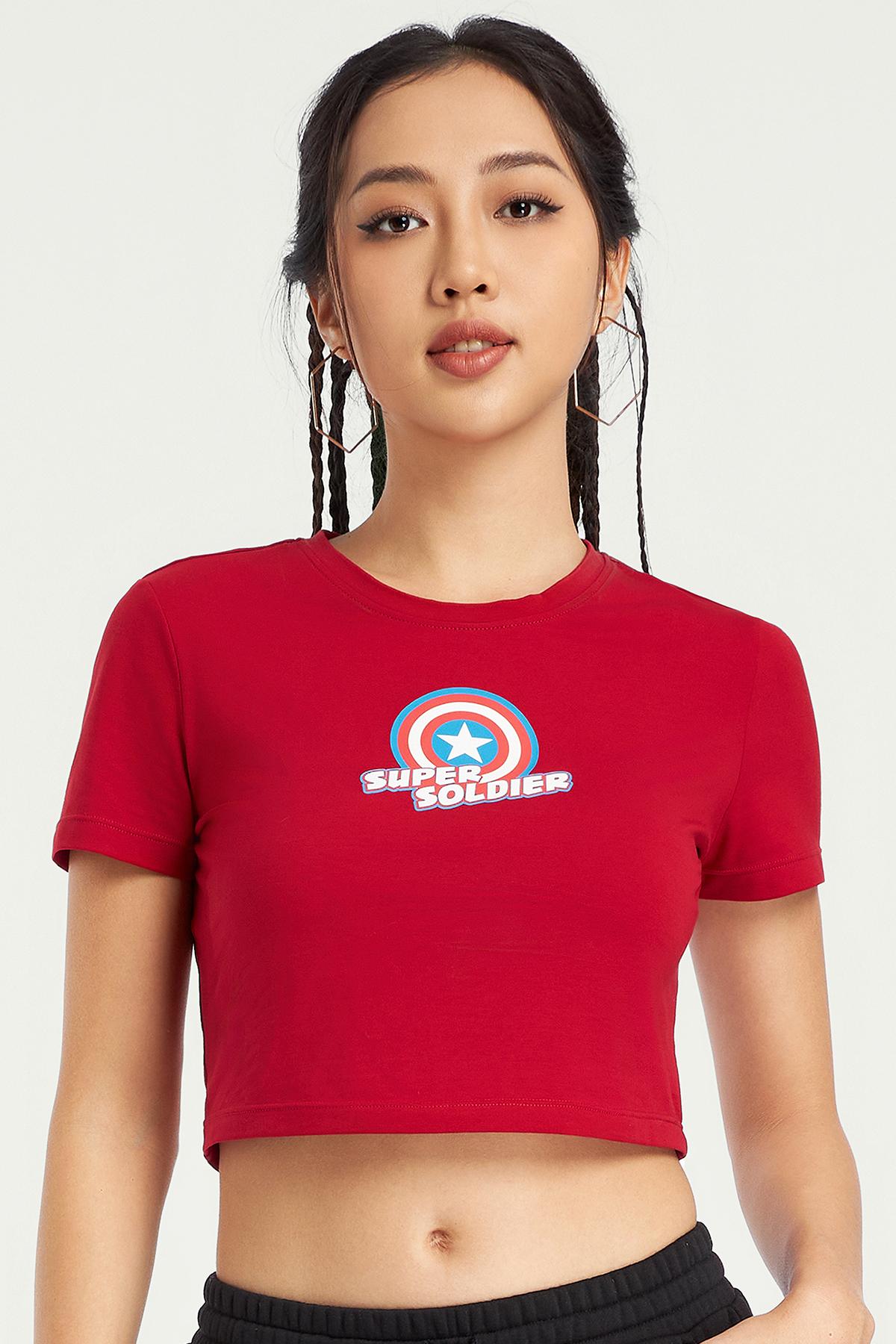 Áo crop top nữ Marvel cotton in điểm - D0009