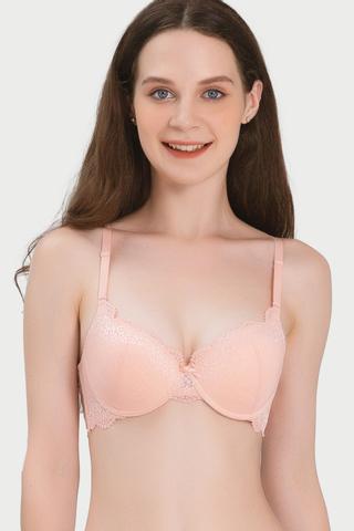 Áo ngực Misaki mút dày cúp ren phối dây lưng ren - 8310Hồng