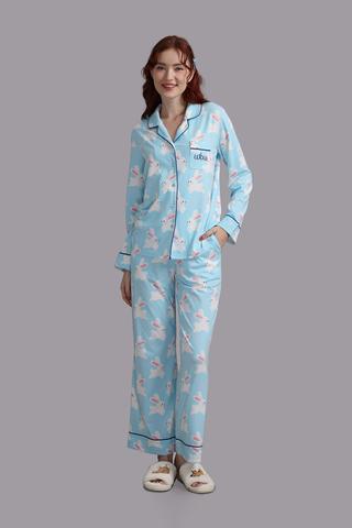 Bộ pijama dài Wow by NDLanNgoc cotton bamboo - N0012Xanh in