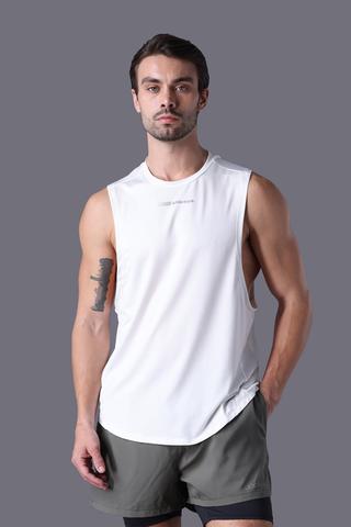 Áo T-top thể thao Jockey Nam chất liệu wicking in logo - 1371Trắng