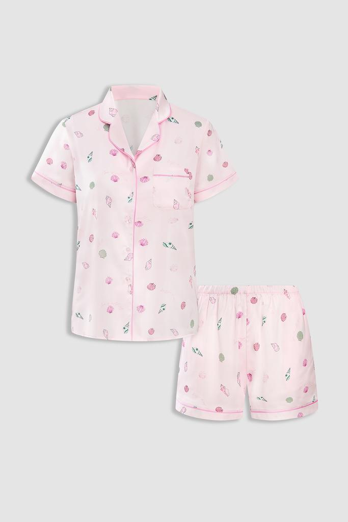 Bộ pijama ngắn nữ Vera satin in tay ngắn - V0797
