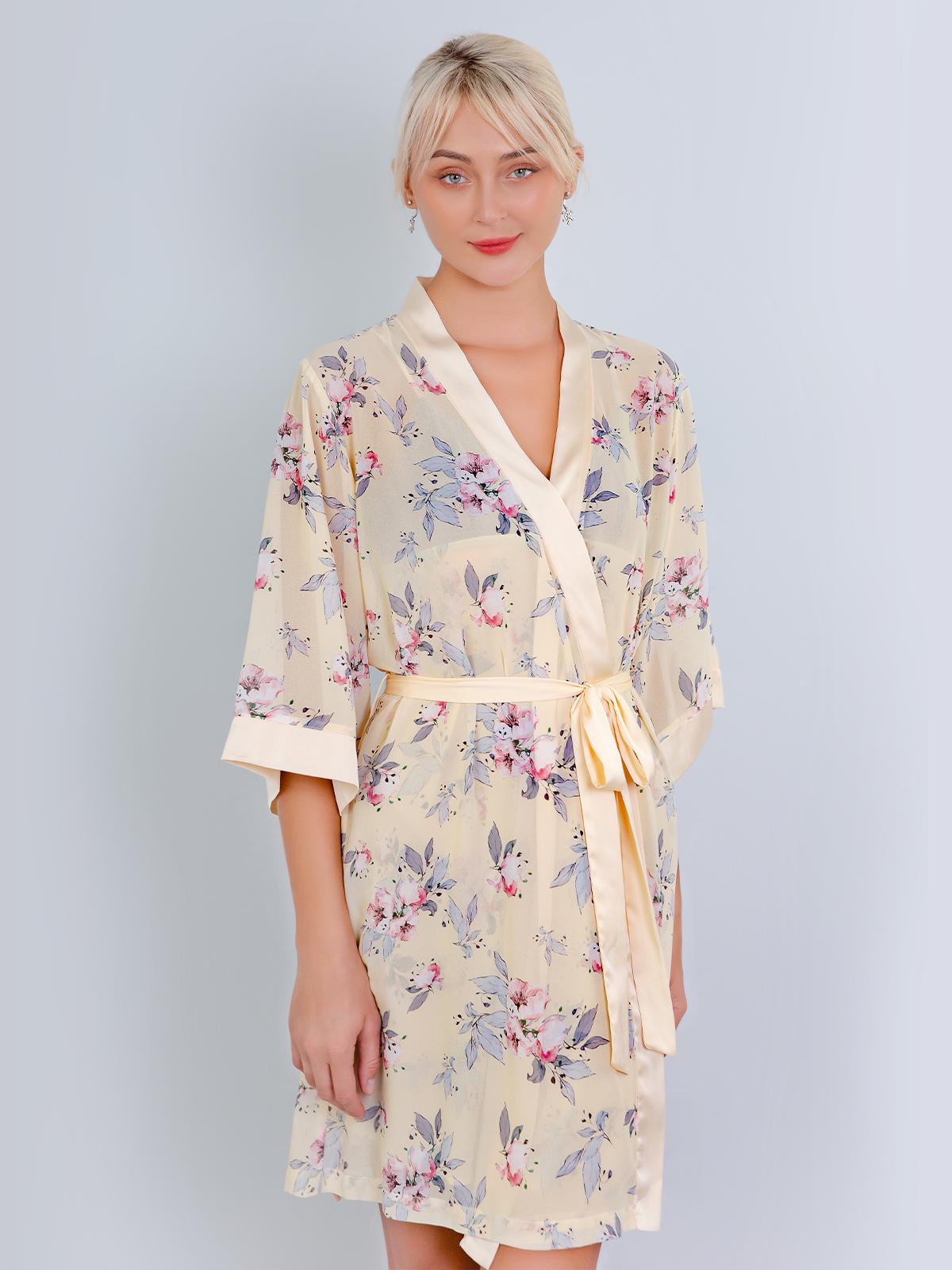 Đồ ngủ nữ pijama lụa pháp tay dài quần dài áo kimono H1039 - Vingo Việt Nam