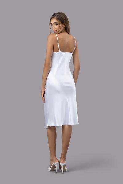 Đầm lửng nữ Vera satin trơn hai dây - V0758