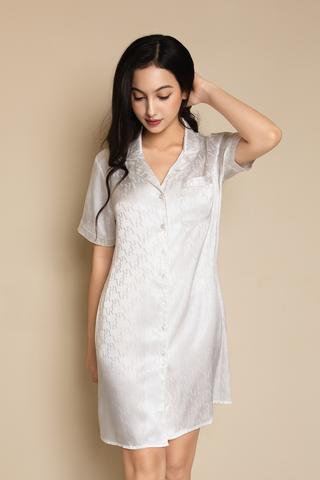 Đầm pijama Vera satin Jacquard tay ngắn - V0782