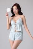 Bộ short Vera by Chipu satin trơn phối ren - C0042