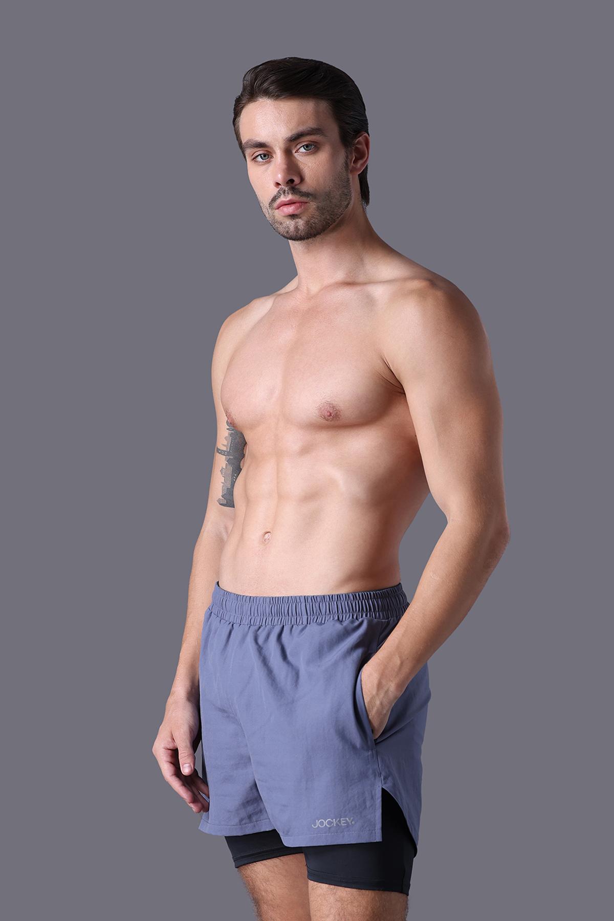 Quần short thể thao Jockey Nam Poly lót 4C in logo - 1375