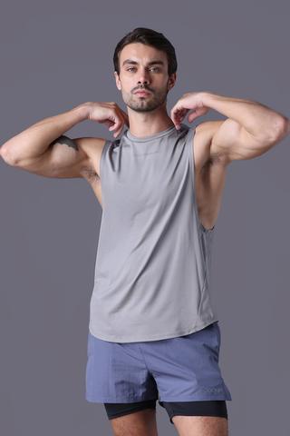 Áo T-top thể thao Jockey Nam chất liệu wicking in logo - 1371Xám