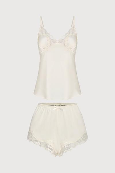 Bộ short Vera by Chipu satin trơn phối ren - C0051