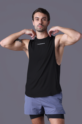 Áo T-top thể thao Jockey Nam chất liệu wicking in logo - 1371Đen