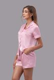 Bộ pijama ngắn nữ Vera satin trơn tay ngắn - V0760