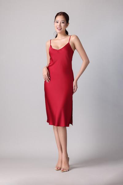 Đầm lửng nữ Vera latin trơn hai dây - V0809