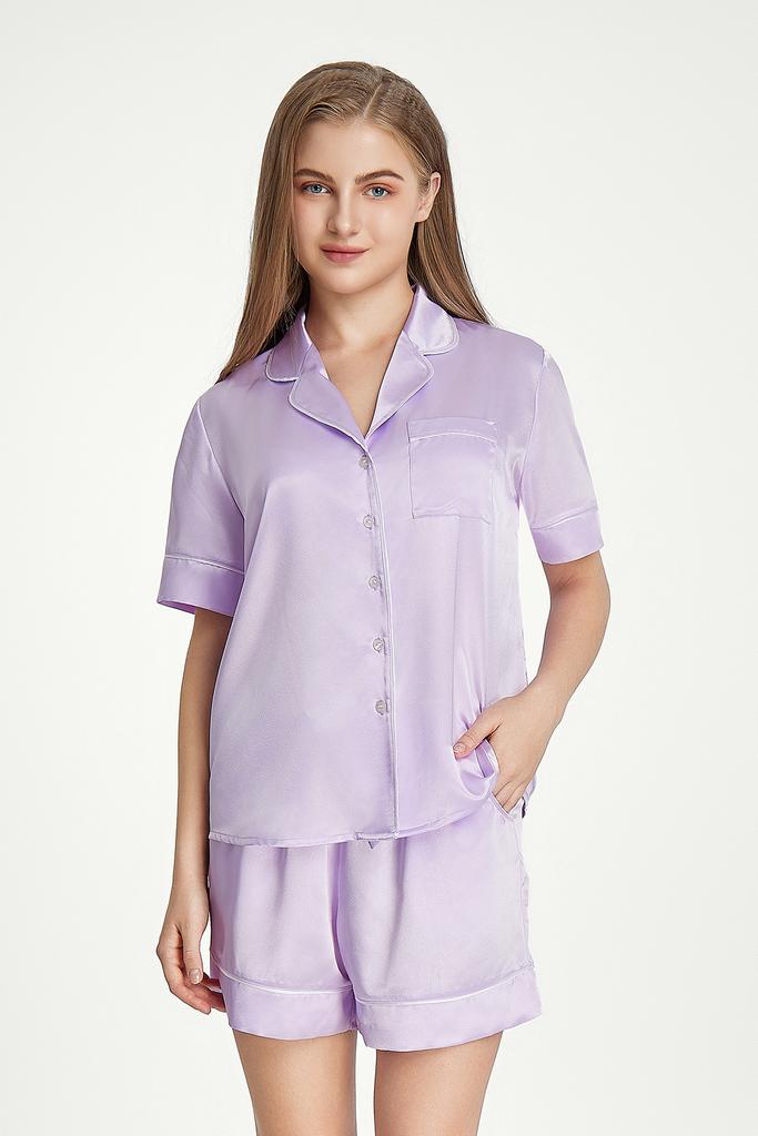 Bộ Pijama ngắn nữ Vera satin trơn - V0543