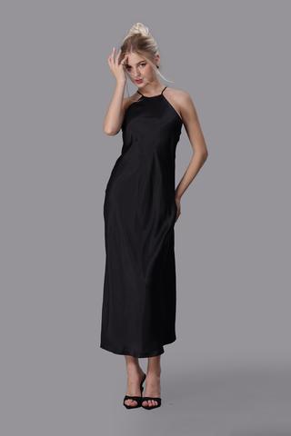 Đầm dài nữ Vera satin trơn hai dây - V0677Đen