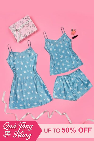 Hộp quà 8/3 - combo váy ngủ và bộ short Satin in VERA
