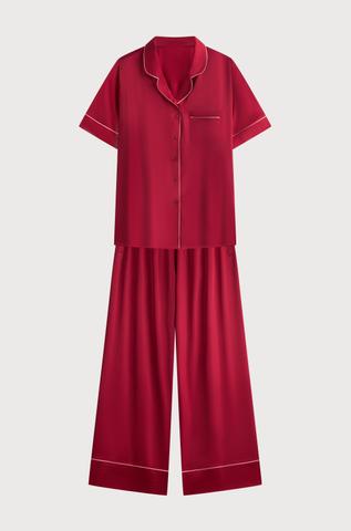 Bộ pijama dài nữ Vera latin trơn tay ngắn - V0774Đỏ Đô