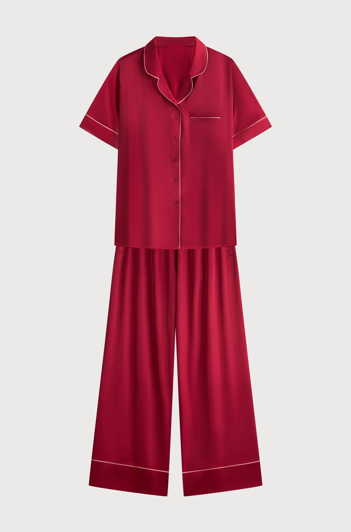 Bộ pijama dài nữ Vera latin trơn tay ngắn - V0774