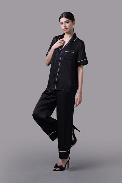 Bộ pijama dài nữ Vera latin trơn tay ngắn - V0716