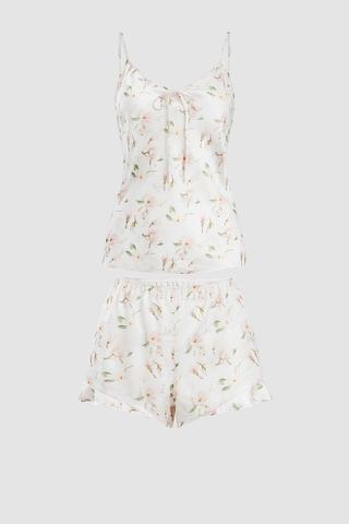 Bộ short nữ Vera latin in hai dây - V0820Kem in hoa