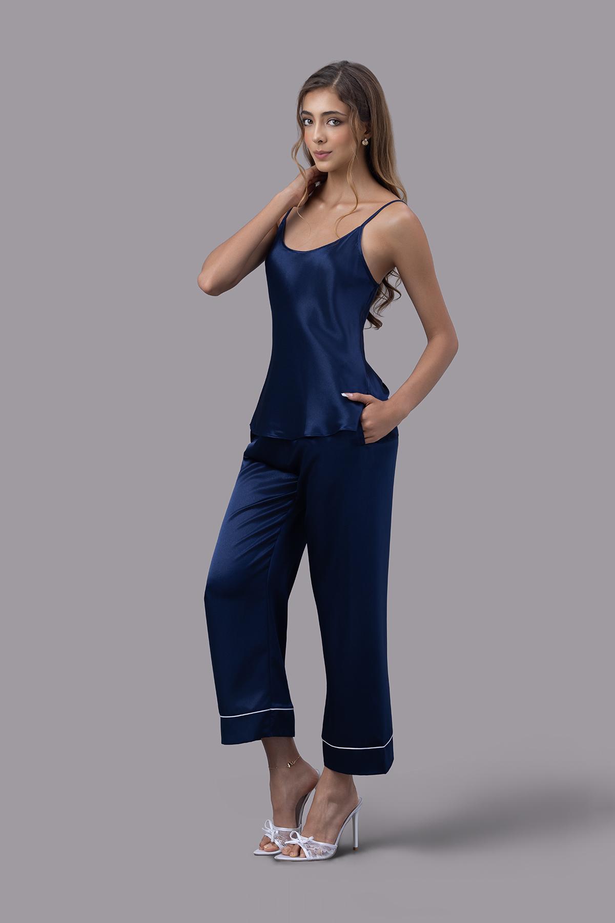 Bộ dài nữ Vera satin trơn hai dây - V0761