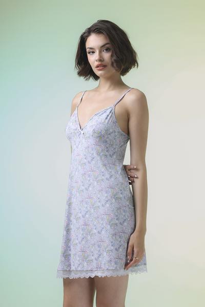 Đầm ngắn nữ Vera polyamide in phối ren  - V0711