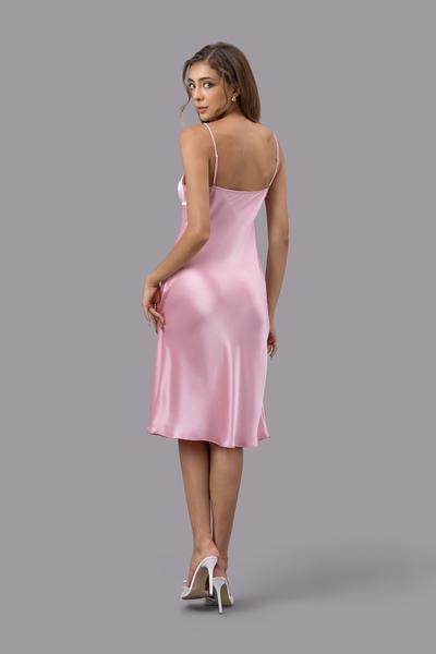 Đầm lửng nữ Vera satin trơn hai dây - V0758