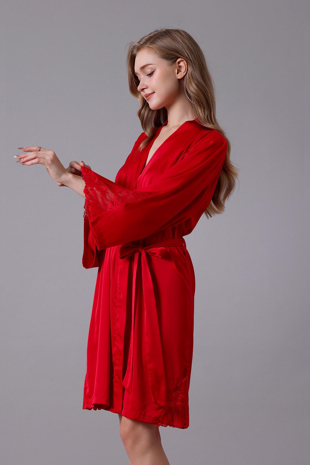 Áo kimono nữ Vera satin phối ren - V0608