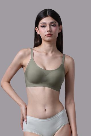 Áo ngực wireless nữ Misaki nylon trơn mút vừa - M1063Xanh rêu