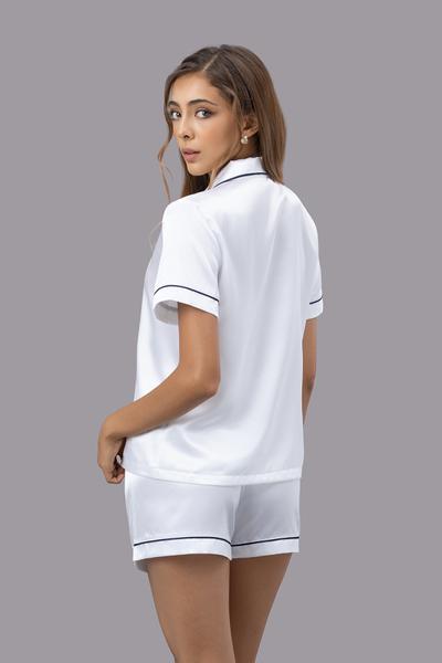 Bộ pijama ngắn nữ Vera satin trơn tay ngắn - V0760