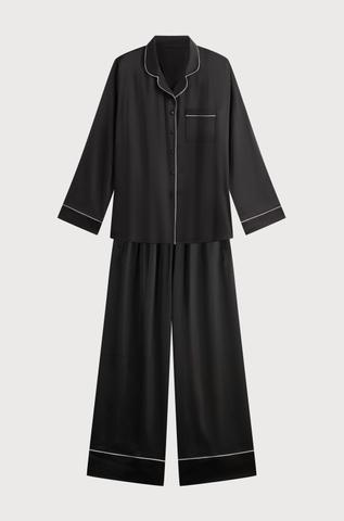 Bộ pijama dài nữ Vera latin trơn tay dài - V0775Đen