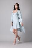 Áo khoác kimono Vera by Chipu satin trơn phối ren - C0045